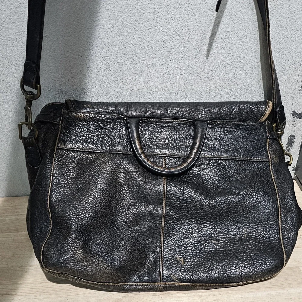The Territory Ahead Dark Brown Leather Satchel Messenger Bag Carry On Patina!